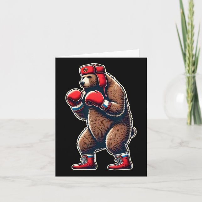 Soviet Russian Boxing Bear  Card (Front)