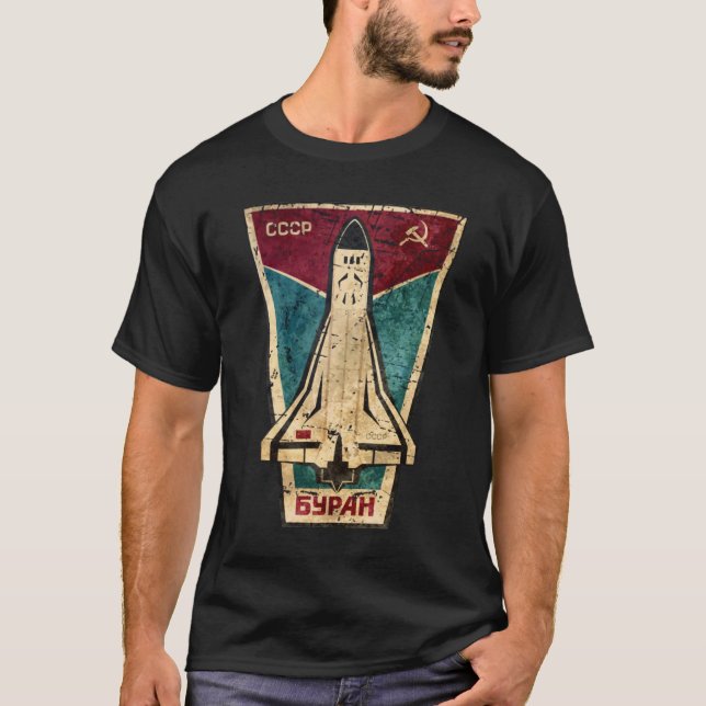 Soviet Space Program Buran USSR Rocket CCCP T-Shirt (Front)