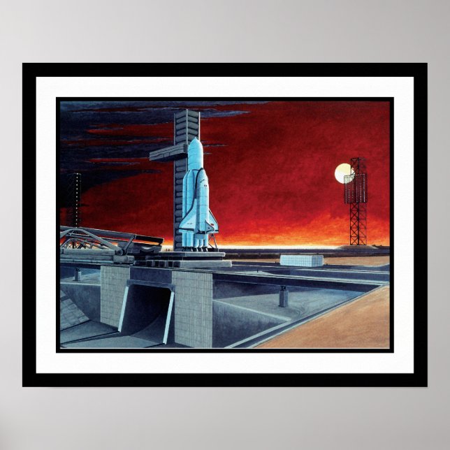 Soviet Space Shuttle Full Moon Launchpad Concept Poster (Front)