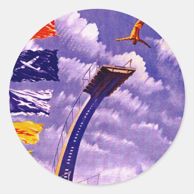 Soviet Sport Propaganda Classic Round Sticker (Front)