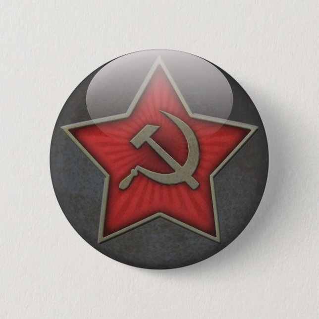 Soviet Star Hammer and Sickle 2 Inch Round Button (Front)