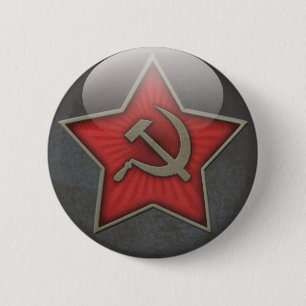 Soviet Star Hammer and Sickle 2 Inch Round Button