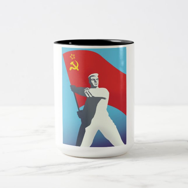 Soviet Travel poster Two-Tone Coffee Mug (Center)