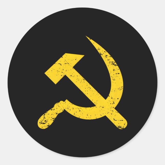 Soviet Union Communist Flag Hammer And Sickle Classic Round Sticker (Front)