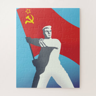 Soviet Union Worker Vintage Art print. Jigsaw Puzzle