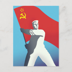 Soviet Union Worker Vintage Art print. Postcard