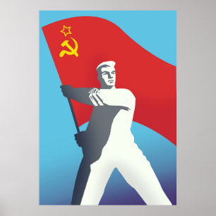 Soviet Union Worker Vintage Art print. Poster