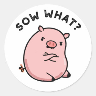 Sow What Funny Sassy Pig Pun  Classic Round Sticker