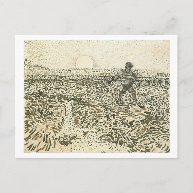 Sower with Setting Sun, Van Gogh Fine Art Postcard (Front)