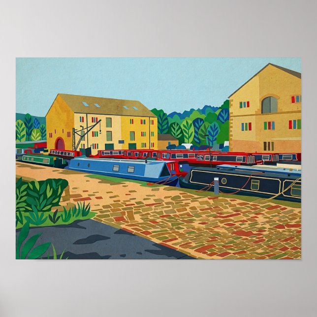 Sowerby Bridge Canal Basin Art Poster (Front)