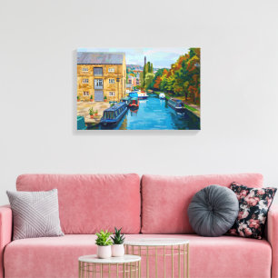 Sowerby Bridge Canal Basin Vintage Style Art Print