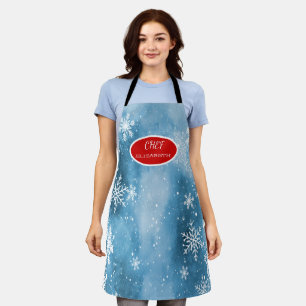 Sowflakes Blue Holiday Apron