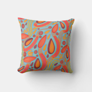 Sowing the Seeds Orange and Blue Throw Pillow