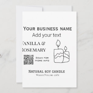 Soy candle business add q r code business name tex invitation