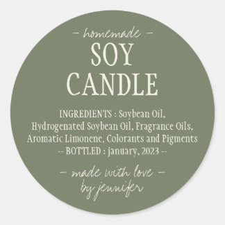 Soy Candle Ingredients Classic Round Sticker