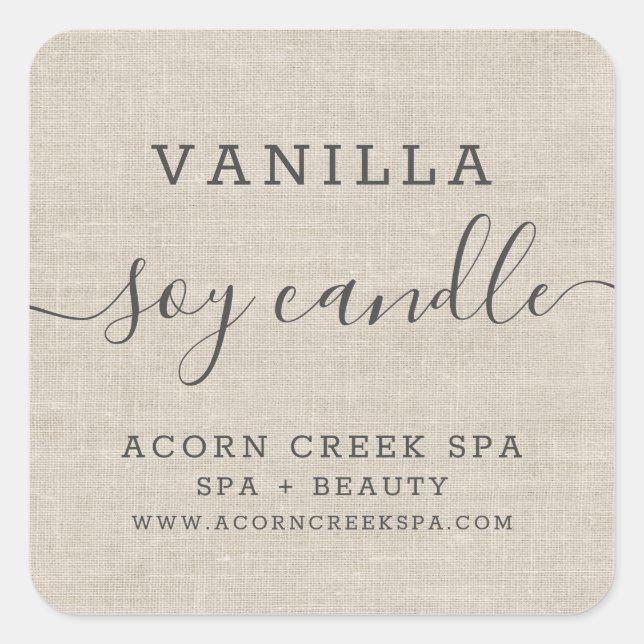Soy Candle Label | Rustic Burlap (Front)