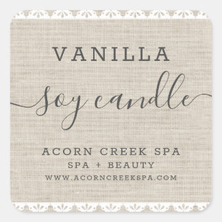 Soy Candle Label | Rustic Burlap Lace
