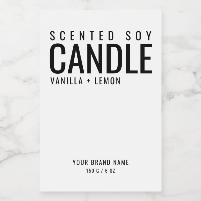 Soy candle packaging cosmetic white label (Single Label)