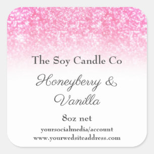 Soy Candle Personalized Pink Glitter 3 inch Square Sticker
