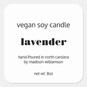 Soy Candle   Simple Black and White Custom 3 inch Square Sticker