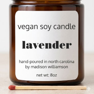 Soy Candle   Simple Black and White Custom 3 inch Square Sticker