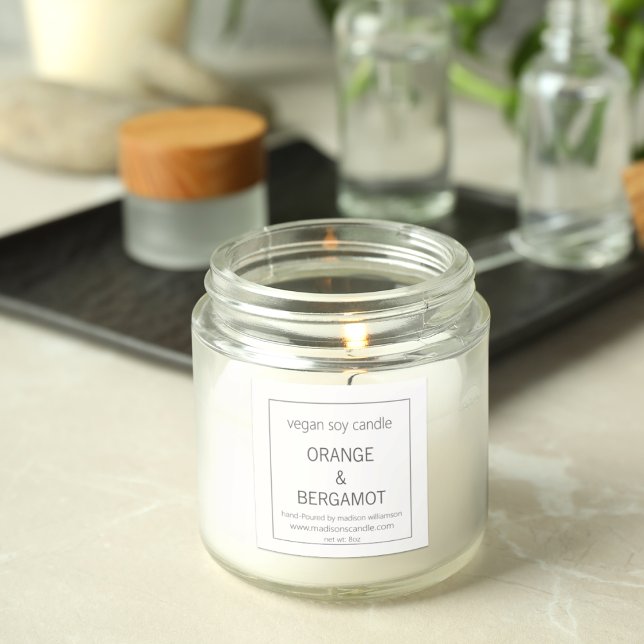 Soy Candle | Simple Minimalist Grey & White 3 inch Square Sticker (Creator Uploaded)