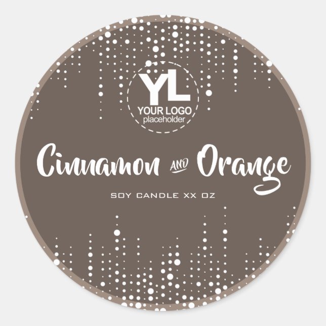 Soy Candles Packaging Dripping Rain Glitter Brown Classic Round Sticker (Front)