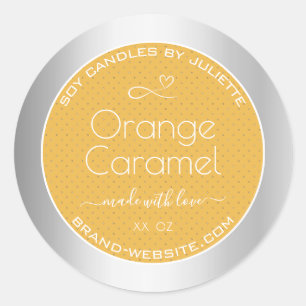 Soy Candles Packaging Labels Silver Orange Caramel