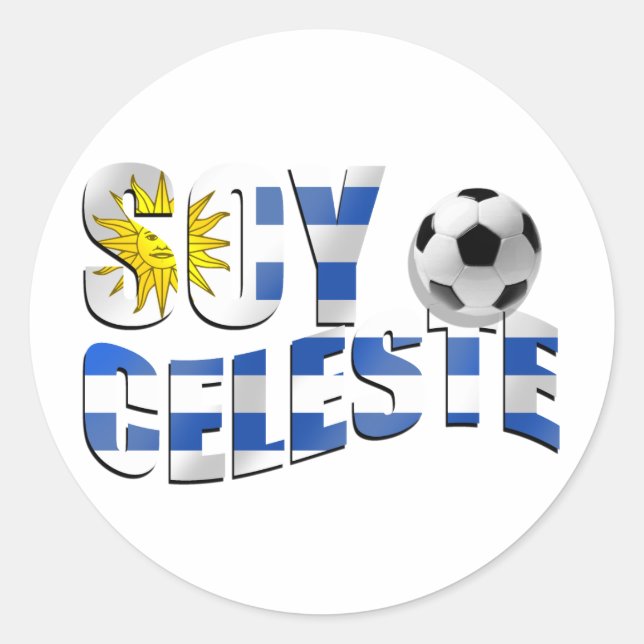 Soy Celeste Uruguay flag Futbol soccer ball logo Classic Round Sticker (Front)