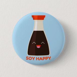 Soy Happy Cute Soy Sauce Foodie 2 Inch Round Button