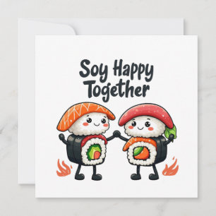Soy happy together Sushi Kawaii Japanese Food  Invitation