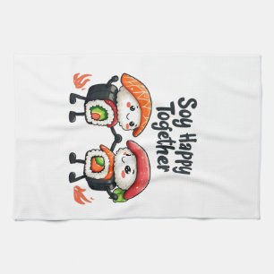Soy happy together Sushi Kawaii Japanese Food  Kitchen Towel