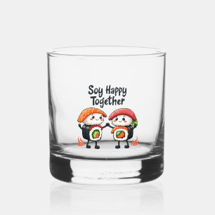 Soy happy together Sushi Kawaii Japanese Food Whiskey Glass