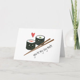 Soy Mate Couple Kawaii Sushi Love Carte Coeur
