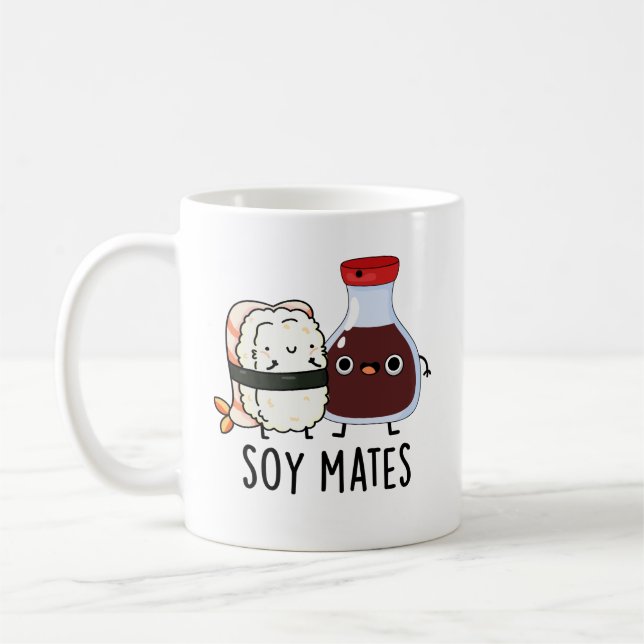 Soy Mates Funny Soy Sauce Pun Coffee Mug (Left)