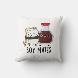 Soy Mates Funny Soy Sauce Pun Throw Pillow