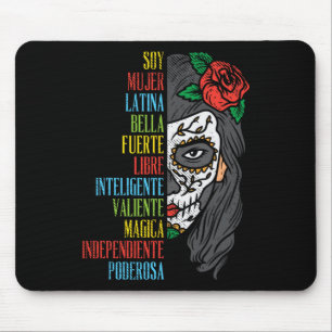 Soy Mujer Latina Sugar Skull Women Cinco De Mayo H Mouse Pad