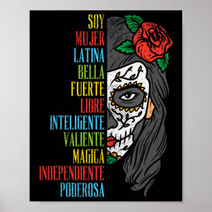 Soy Mujer Latina Sugar Skull Women Cinco De Mayo H Poster