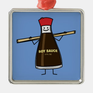 Soy Sauce Bottle condiment Asian chopsticks Metal Ornament