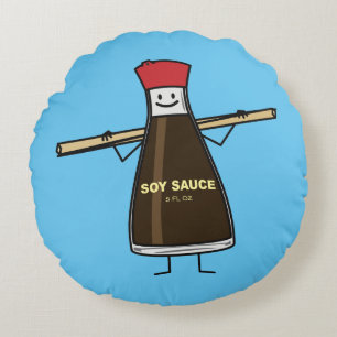 Soy Sauce Bottle condiment Asian chopsticks Round Pillow