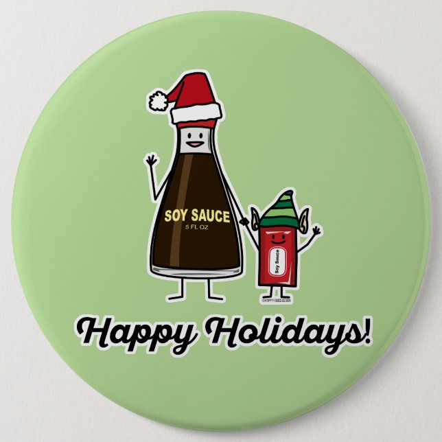 Soy Sauce Bottle Packet kid child Christmas Santa 6 Inch Round Button (Front)