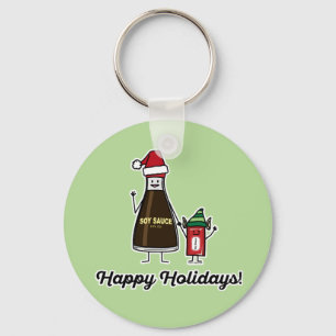 Soy Sauce Bottle Packet kid child Christmas Santa Keychain