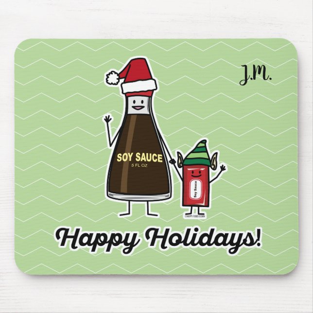 Soy Sauce Bottle Packet kid child Christmas Santa Mouse Pad (Front)