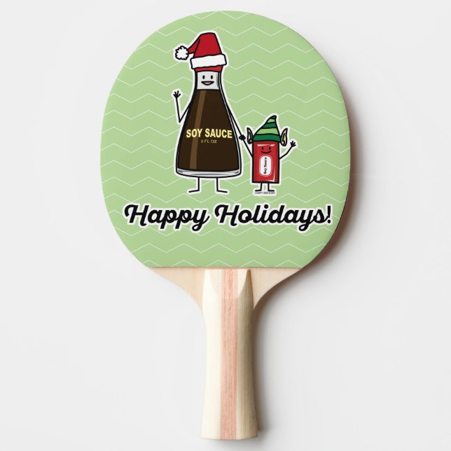 Soy Sauce Bottle Packet kid child Christmas Santa Ping Pong Paddle (Front)