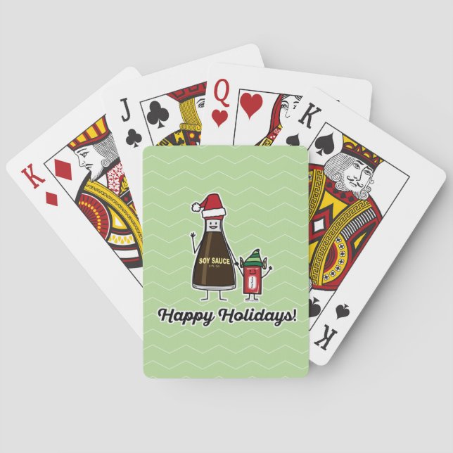 Soy Sauce Bottle Packet kid child Christmas Santa Playing Cards (Back)