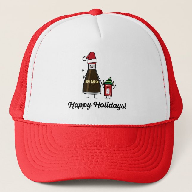 Soy Sauce Bottle Packet kid child Christmas Santa Trucker Hat (Front)