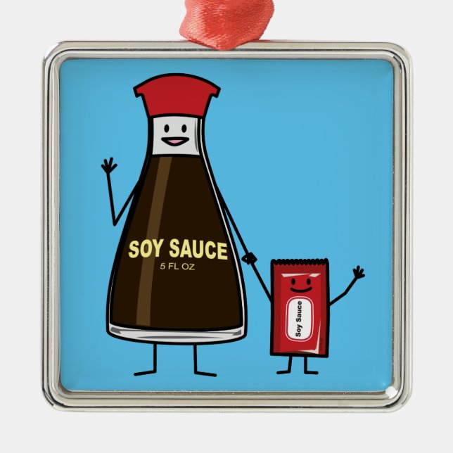 Soy Sauce Bottle Packet kid child condiment Asian Metal Ornament (Front)