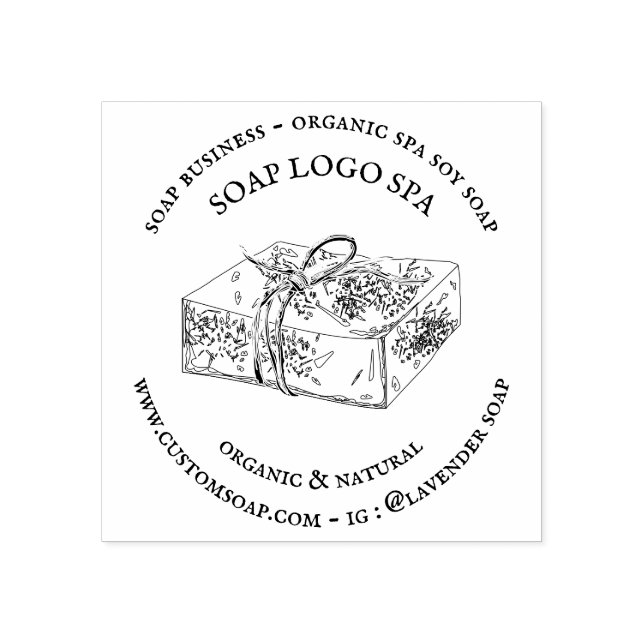 Soy Spa Logo | Natural Soap & Skincare Rubber Stamp (Imprint)