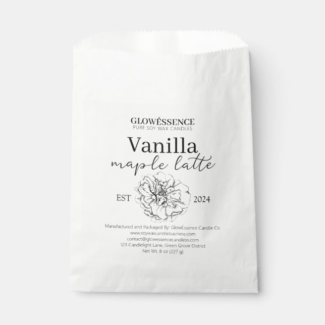 Soy Wax Candle Label Flower pack Favour Bag (Front)