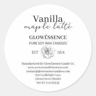 Soy Wax Candle Label Flower Vanilla Maple